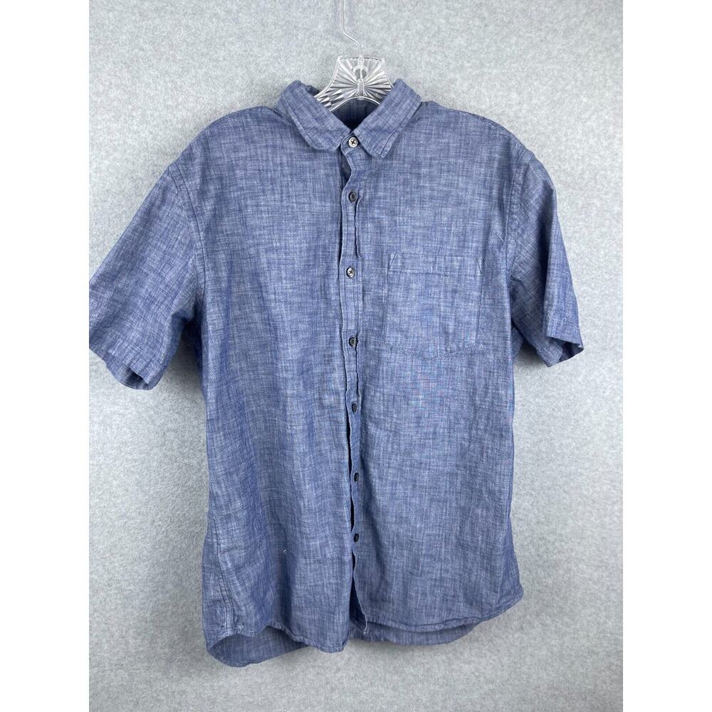 Banana Republic Button Up Shirt‎ Mens L Blue Denim Soft Wash Standard Fit